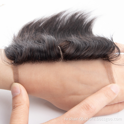 Cheap price middle part 4x4x1 T-part Swiss lace closure factory direct 4x4 machine made lace closure Indian human hair